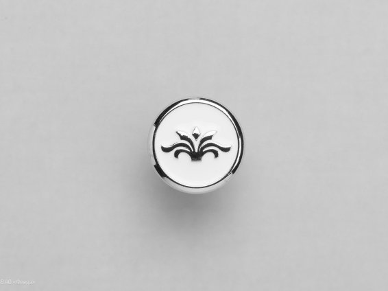 Pandora мебельная ручка-кнопка малая никель глянцевый с белой эмалью