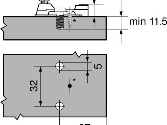 MODUL, монтажная планка 37/32, подъем 0мм, евровинт