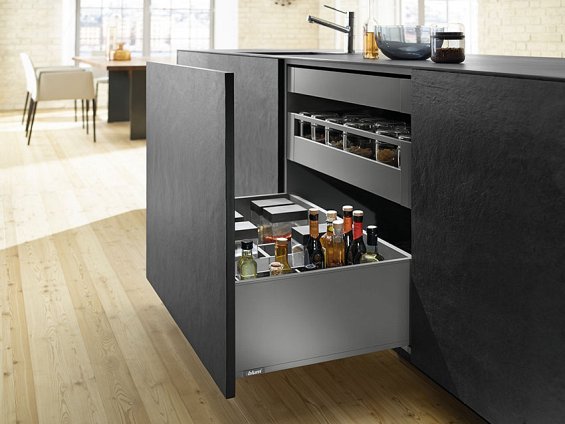 Ящик LEGRABOX pure TIP-ON BLUMOTION (высота F 241, глубина 500 мм, до 40 кг), терра-черный